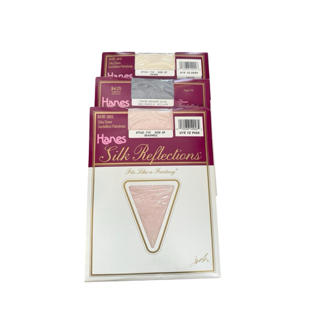 HANES® Silk Reflections Sheer Sandalfoot EF Brushed Silver Seashell Pink Pearl